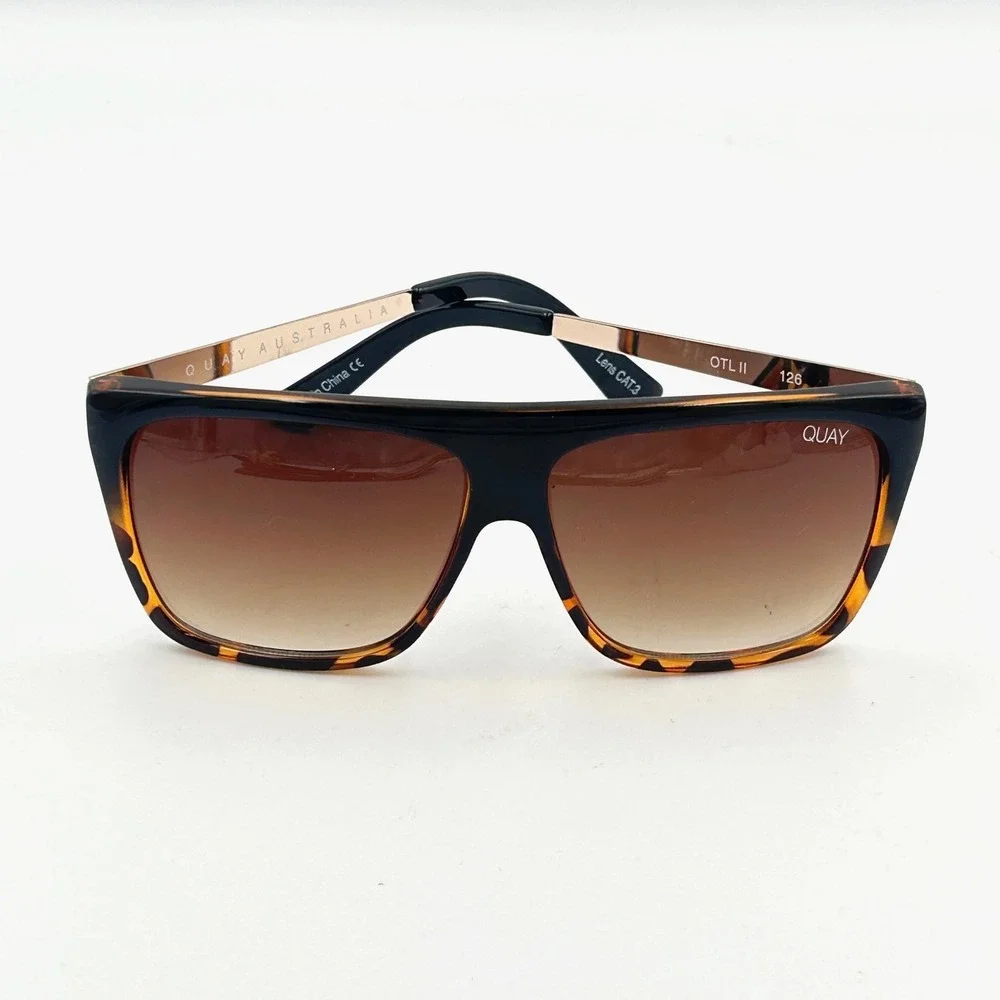 Quay Australia OTL II Sunglasses Womens Oversized Tortoise Fade Rose Gold Glam